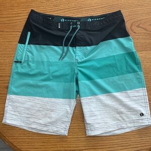 Ripzone Pro Series 4-Way Stretch Teal and Grey Board Shorts Size Men’s 36